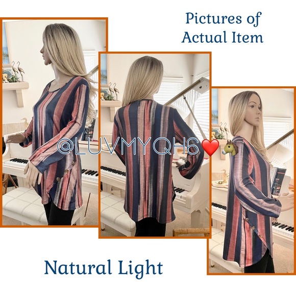 Stripe Scoop Neck Tunic Top🎉HP🎉 - Picture 2 of 3